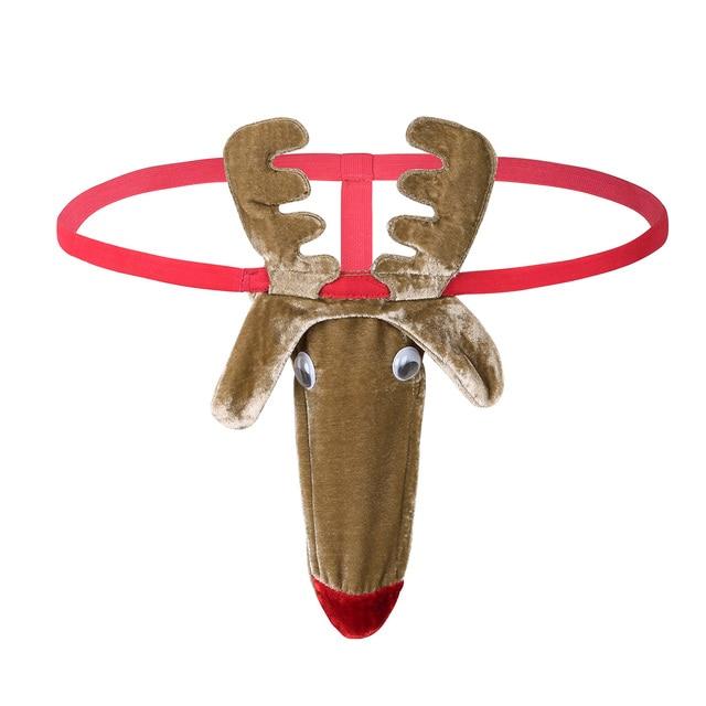 XMAS GIFT - Mens Male Fun Lingerie Christmas Reindeer Pouch G string