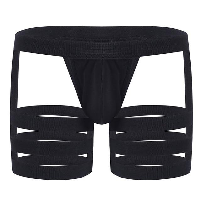 Mens Chaps Boxer Briefs with Garters Leg Bands Black