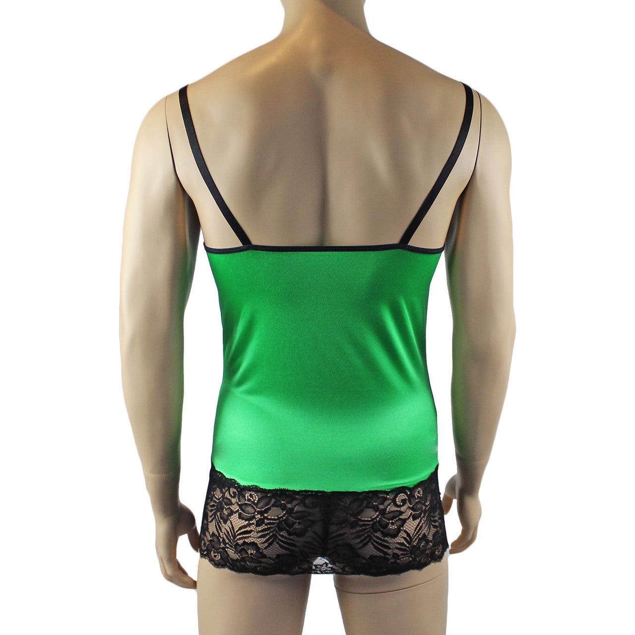 Mens Risque Camisole Mini Dress Chemise & G string (green and black plus other colours)