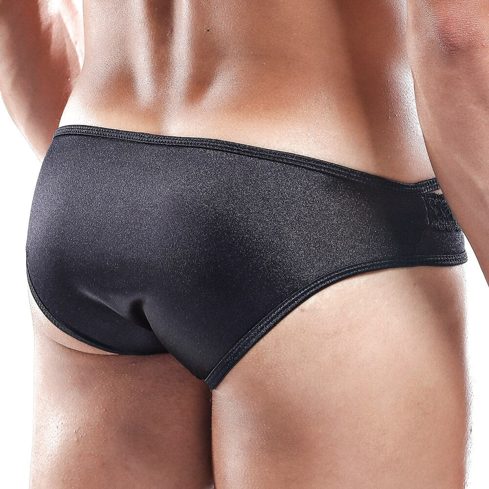 SALE - Mens Secret Male Satin and Lace Bikini Brief Black
