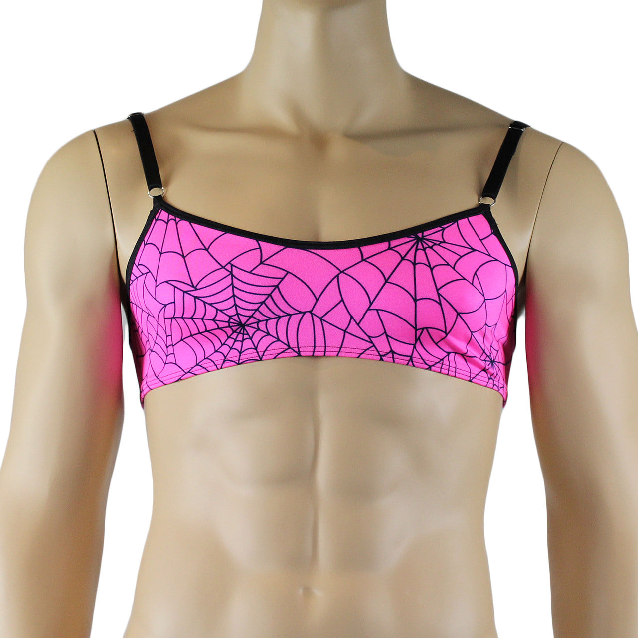 Mens Halloween Spooky Spider Web Bra Top & Boxer Brief (pink & lime colours)