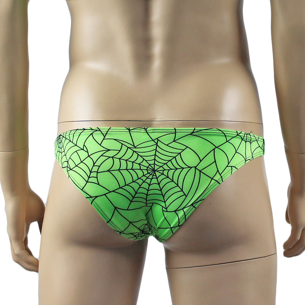 Mens Halloween Spooky Spider Web Mini Bikini Briefs (lime & pink colours)