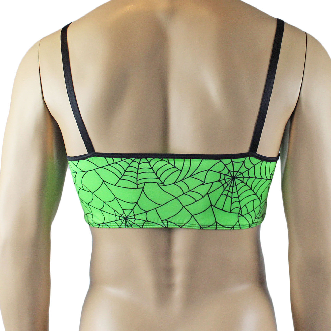 Mens Halloween Spooky Spider Web Camisole Bra Top & Bikini Brief (lime & pink colours)