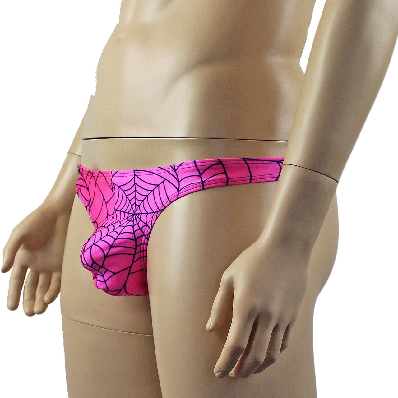 Mens Halloween Spooky Spider Web Mini Thong (pink & lime colours)