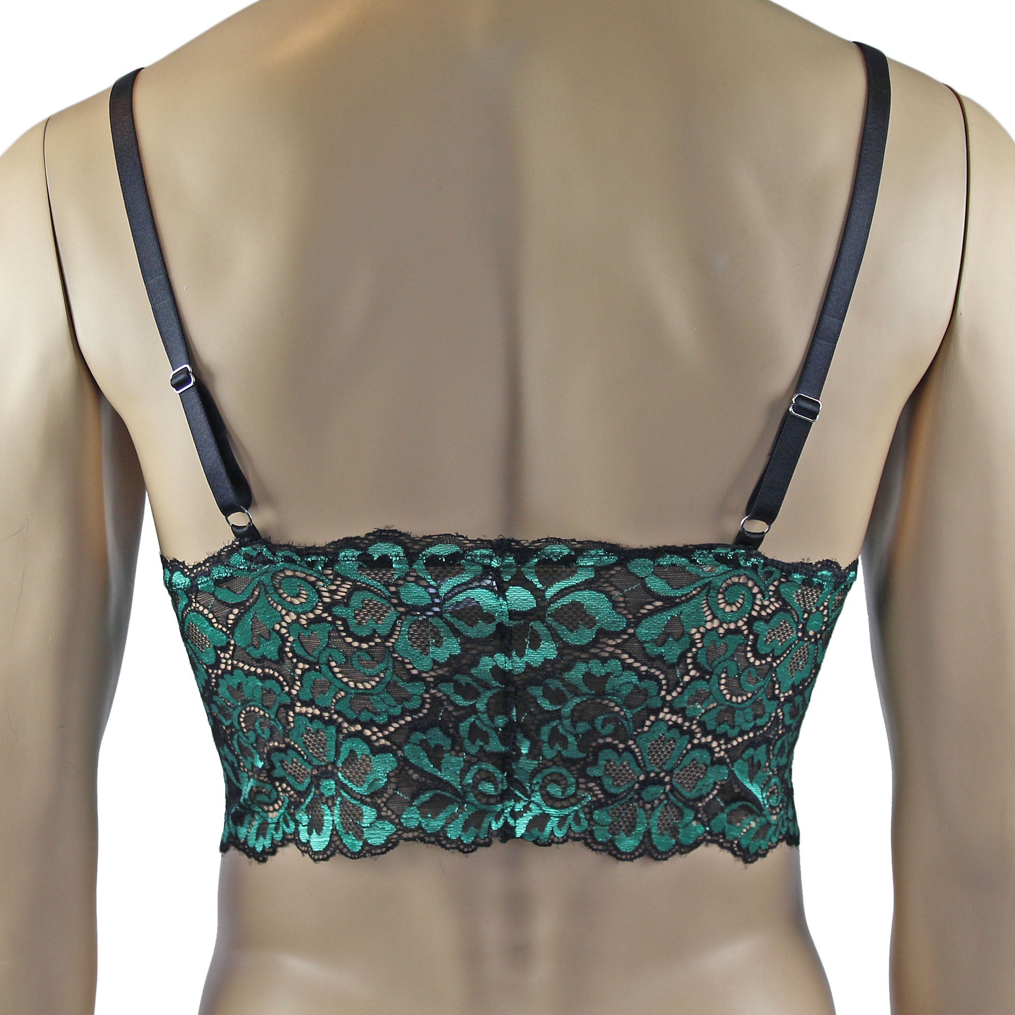 Mens Sweetheart Scalloped Shiny Cami Bra Top for Males (green plus other colours)