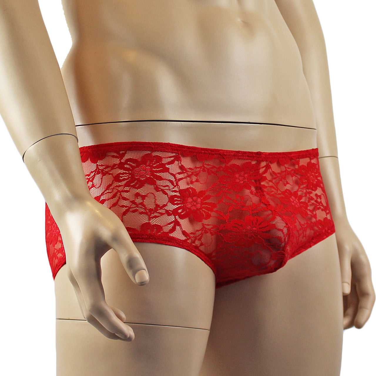 Mens Lingerie Stretch Lace Male Panty Bikini Brief (red plus other colours)