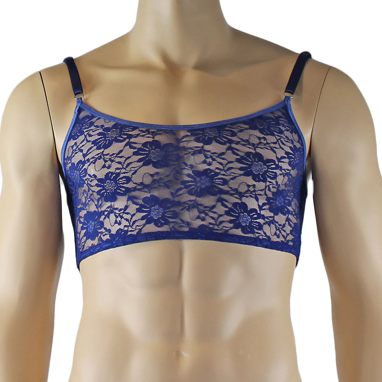 Mens Lace Crop Bra Top Camisole Black Male Lingerie (navy plus other colours)