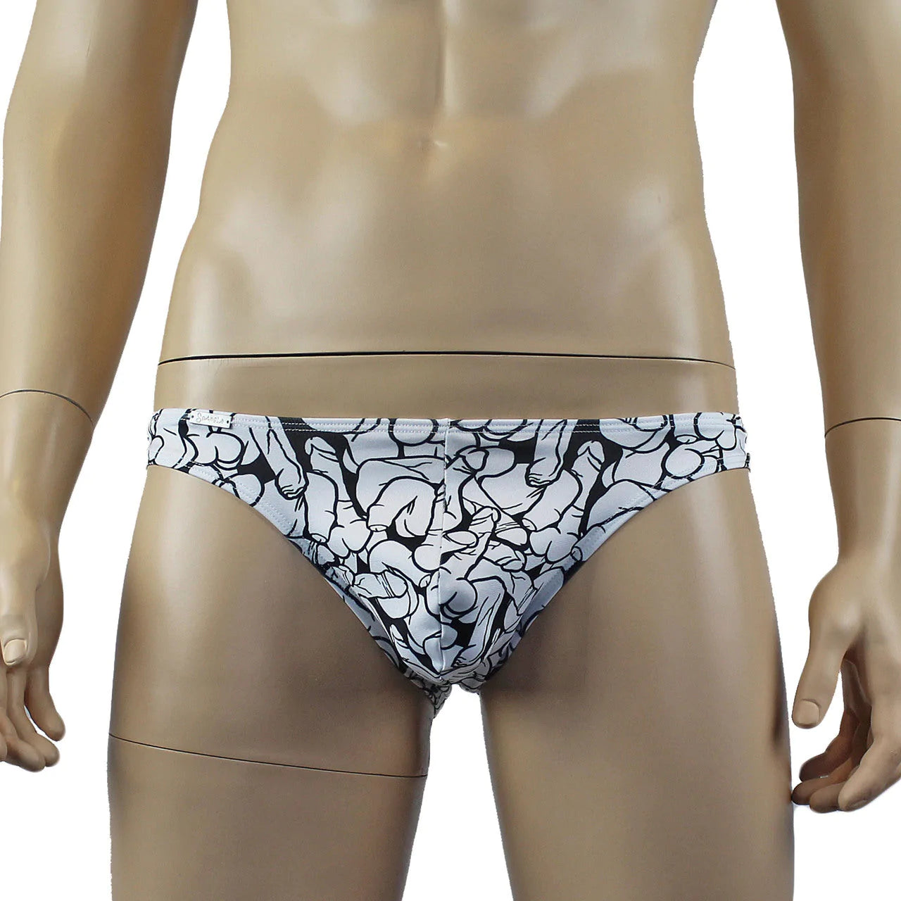 SALE - Male Willie Bikini Brief with Naughty Print Black and White