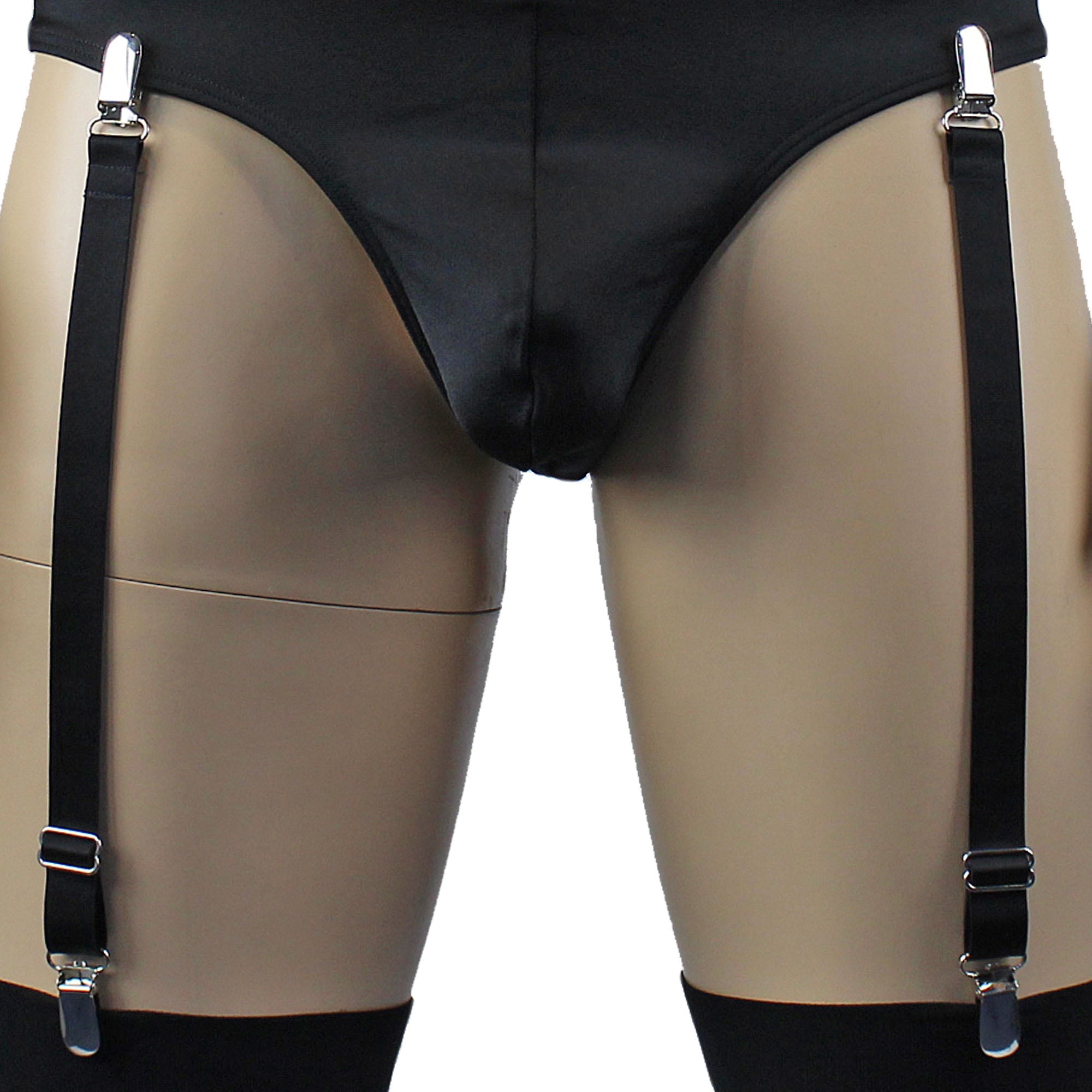 SALE - Zoe Detachable Adjustable Garters with Metal Clips Black