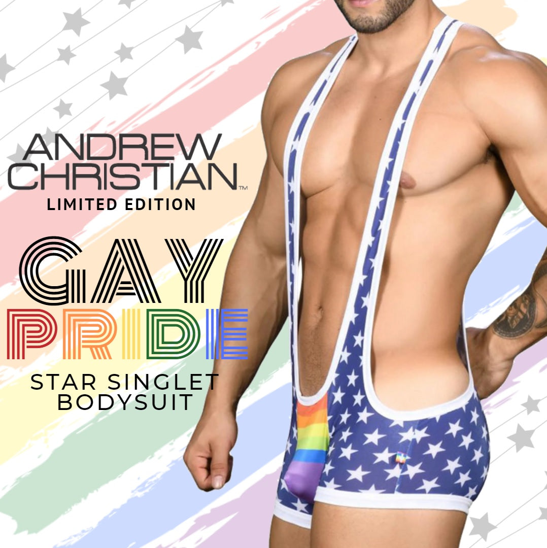 Limited Edition Andrew Christian Singlet Bodysuit Lets the Gay Pride Star Shine!