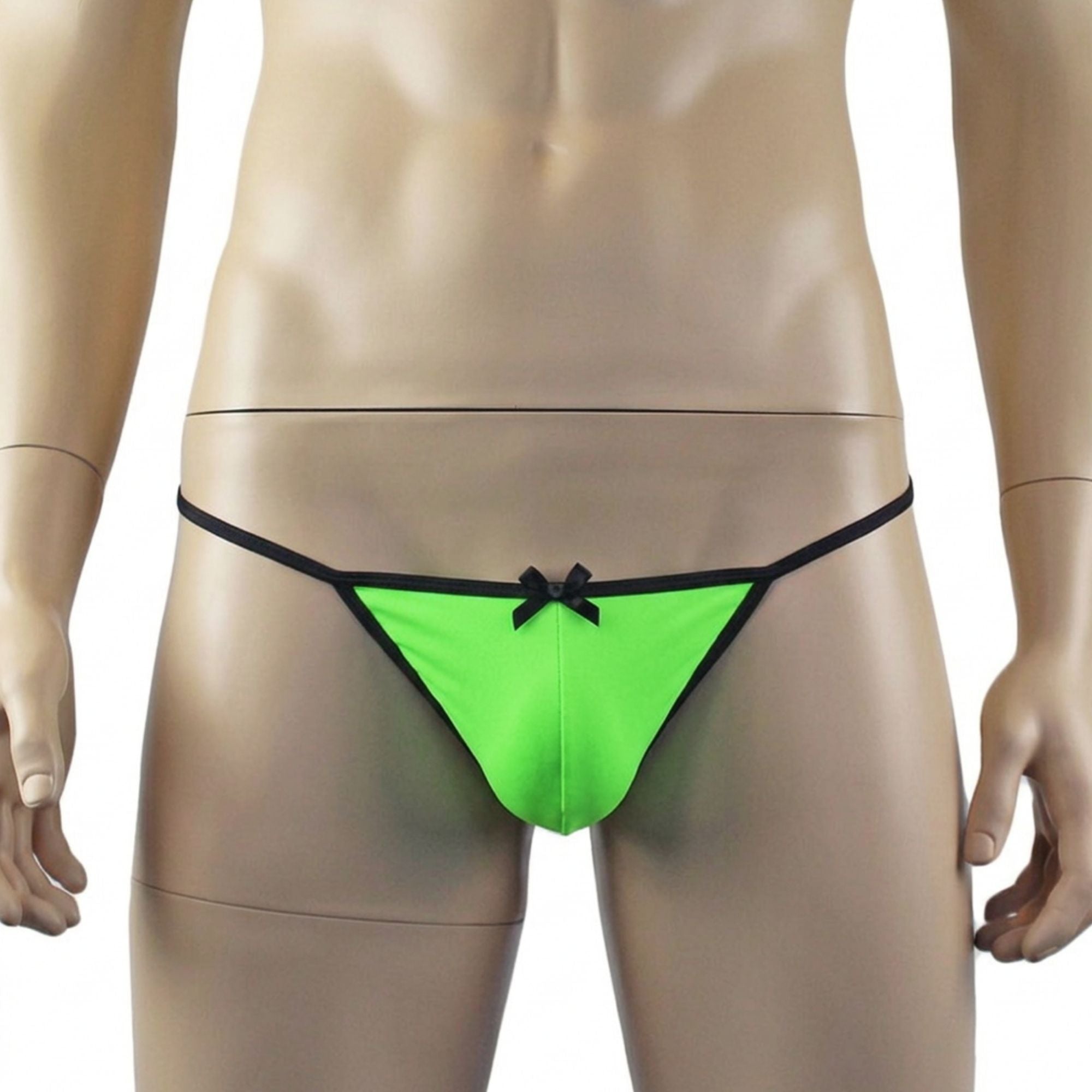 Mens Jenny Shiny Spandex Bra Top, G string and Garterbelt Multi Set Blue Orange Green