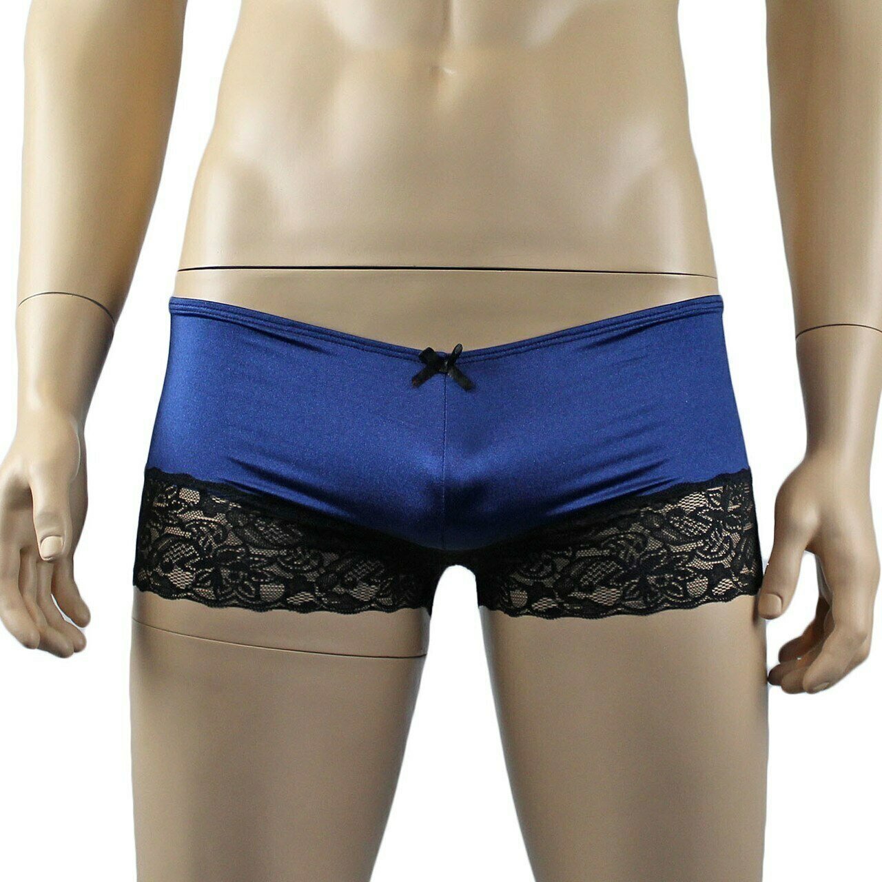 Mens Glamour Lycra & Lace Bra Top, Boxer Brief Shorts with Garterbelt & Stockings