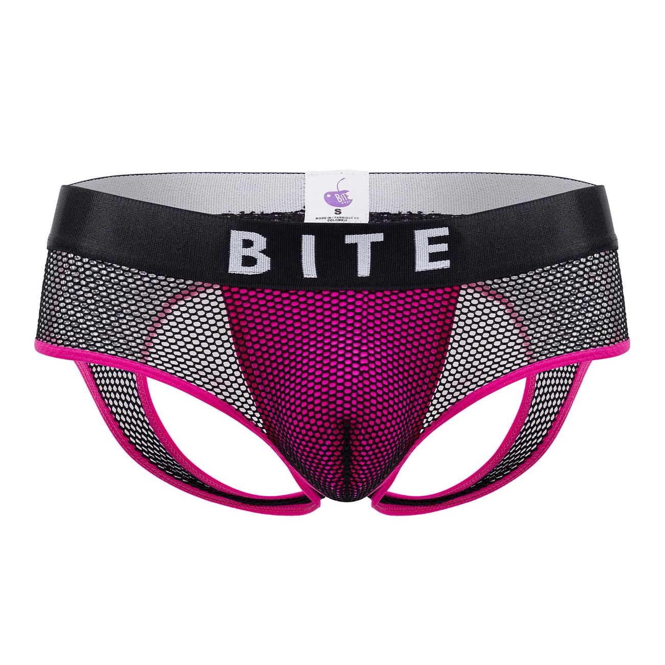 BiteWear BW2023101 Discreet Apricot Jockstrap Black Fuchsia