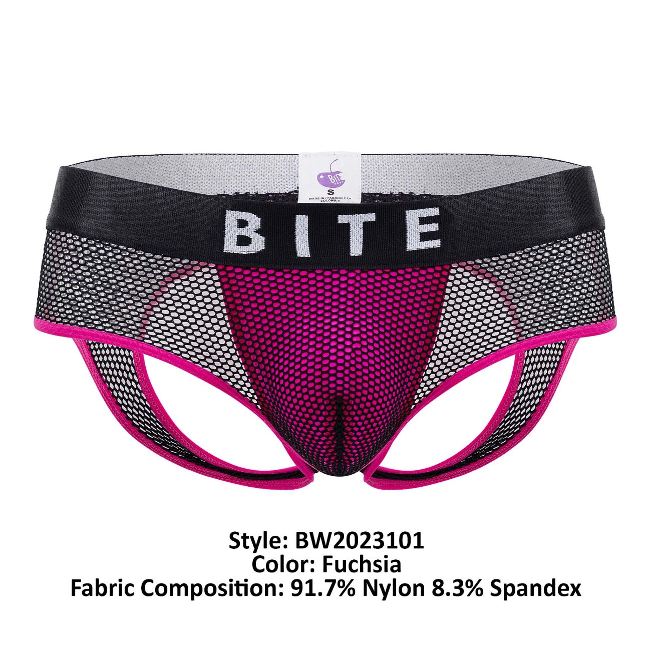 BiteWear BW2023101 Discreet Apricot Jockstrap Black Fuchsia