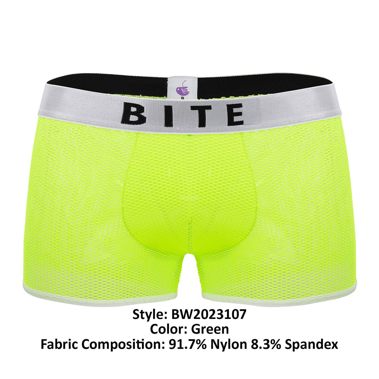 BiteWear BW2023107 Bright Kumquat Trunks White Green