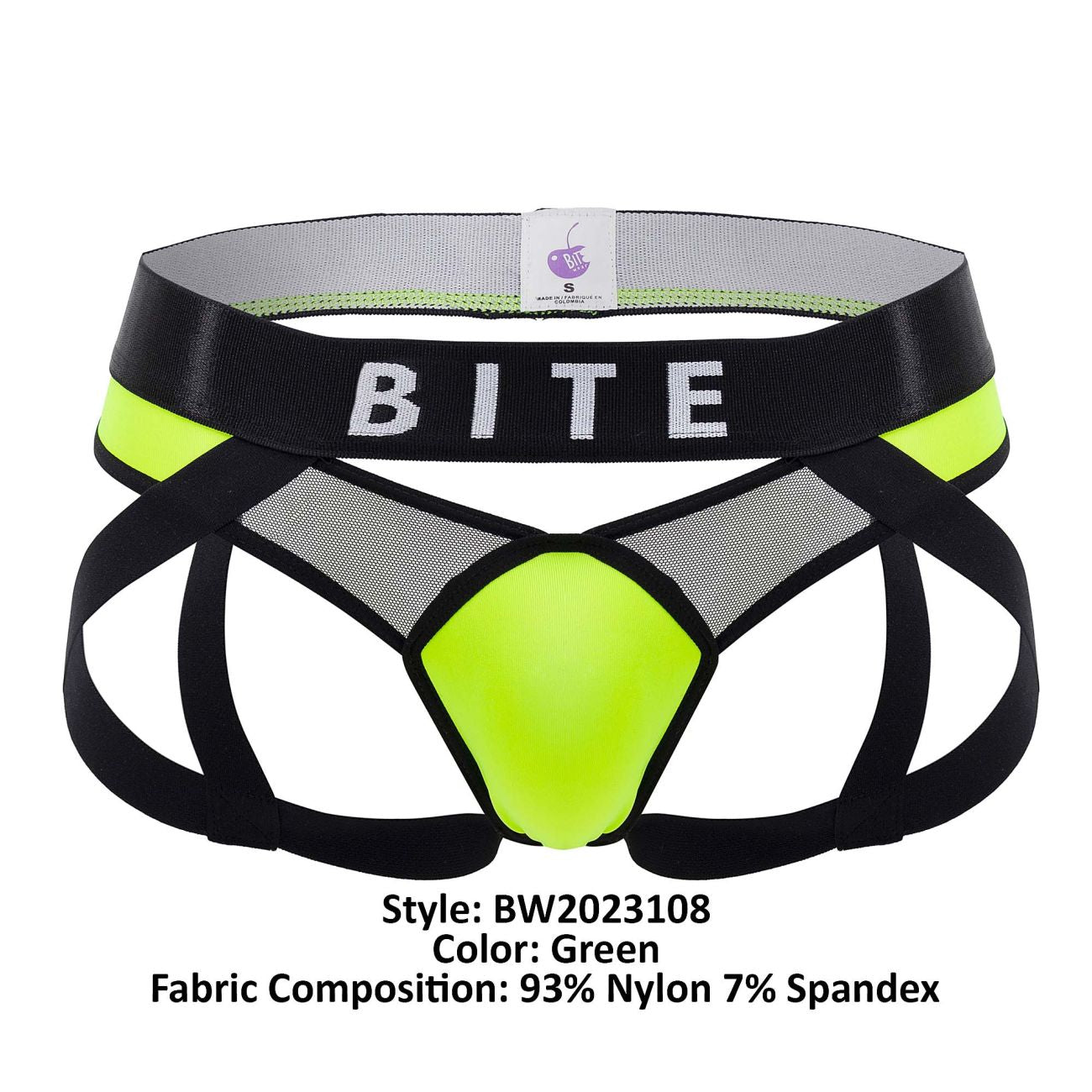 BiteWear BW2023108 Tuxedo Banana Jockstrap Black Green