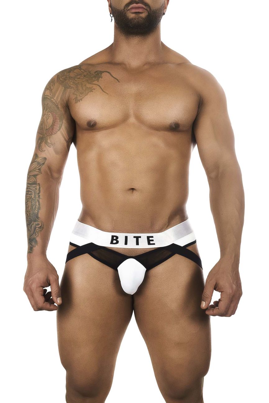 BiteWear BW2023108 Tuxedo Banana Jockstrap White Black