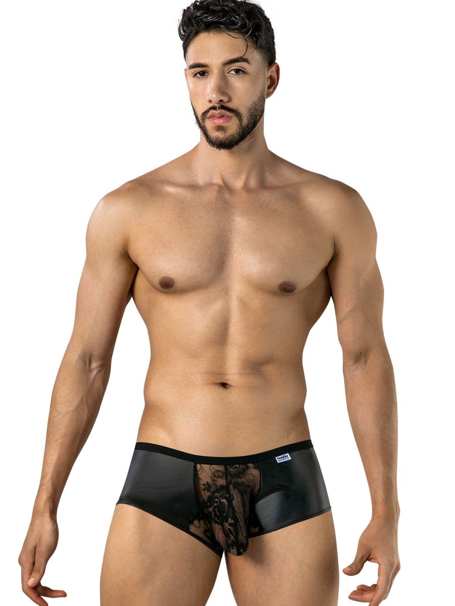 CandyMan 95008 Mens Intimate Sheer Lace Trunks Black