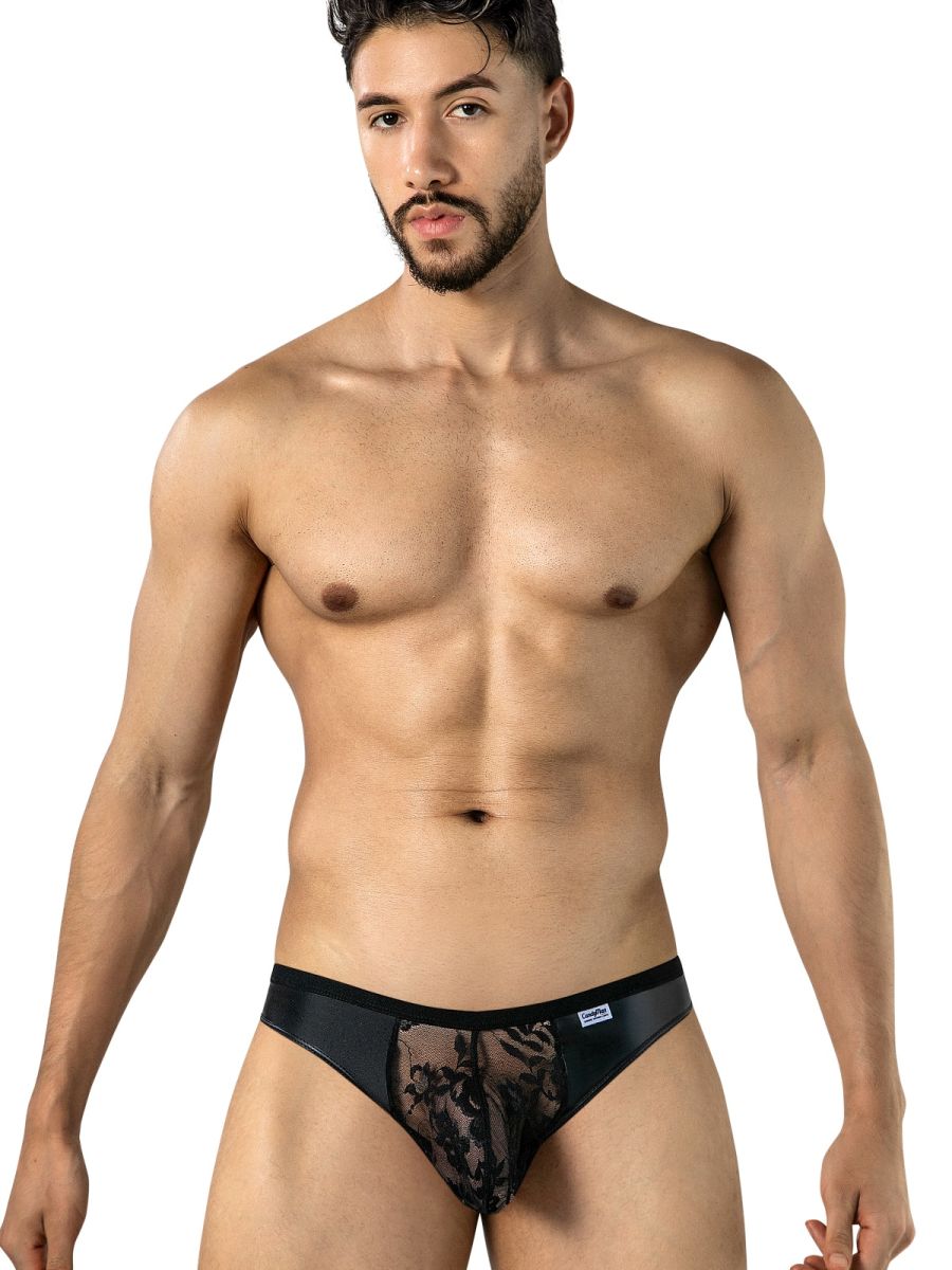 CandyMan 95009 Mens Intimate Sheer Lace Thongs Black