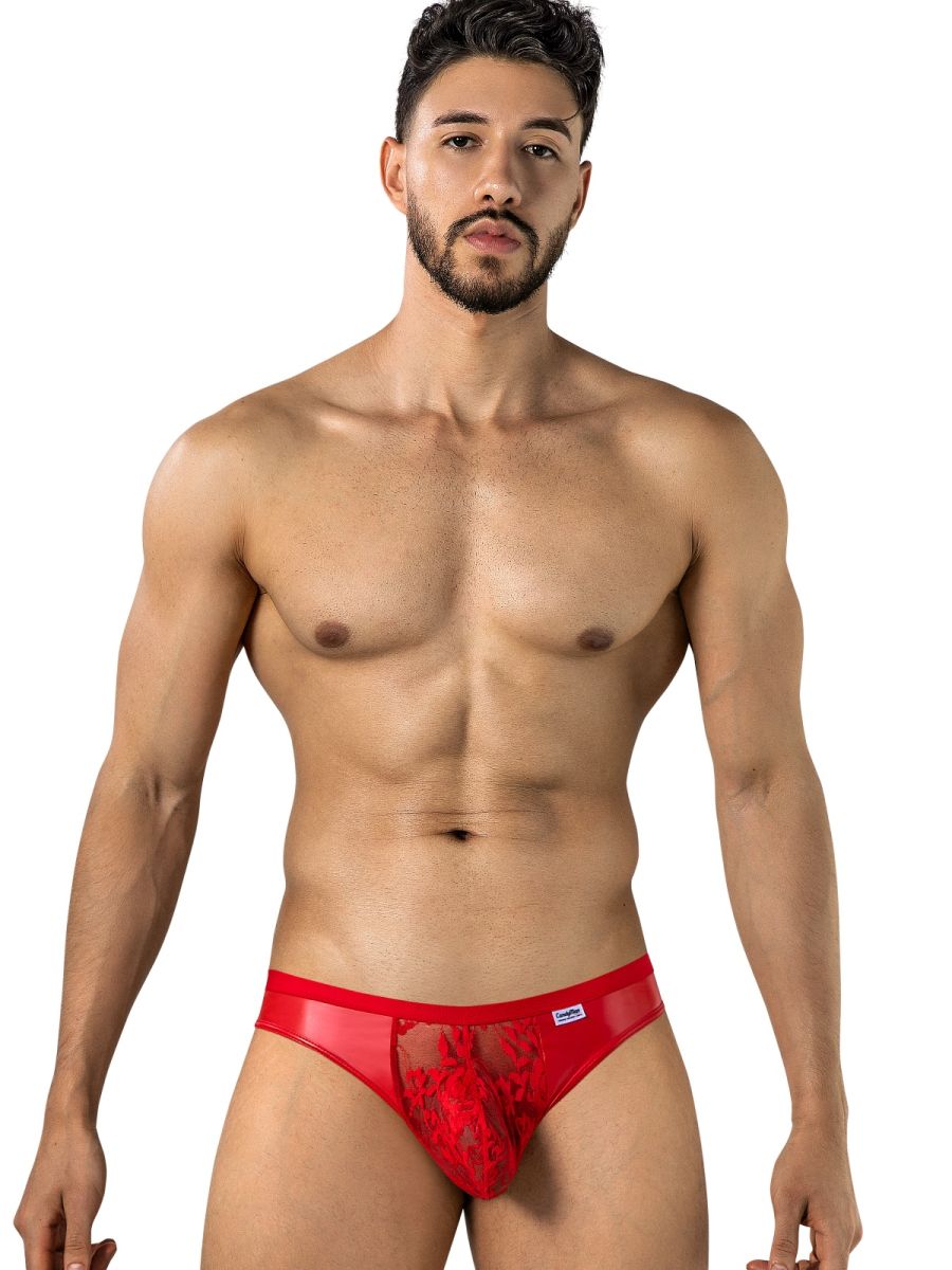 CandyMan 95009 Mens Intimate Sheer Lace Thongs Red