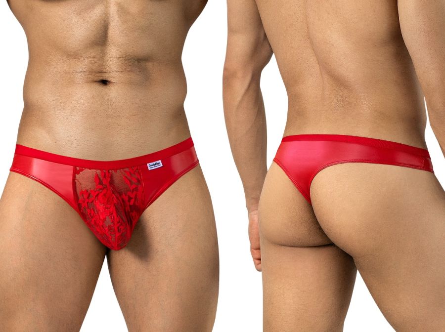 CandyMan 95009 Mens Intimate Sheer Lace Thongs Red