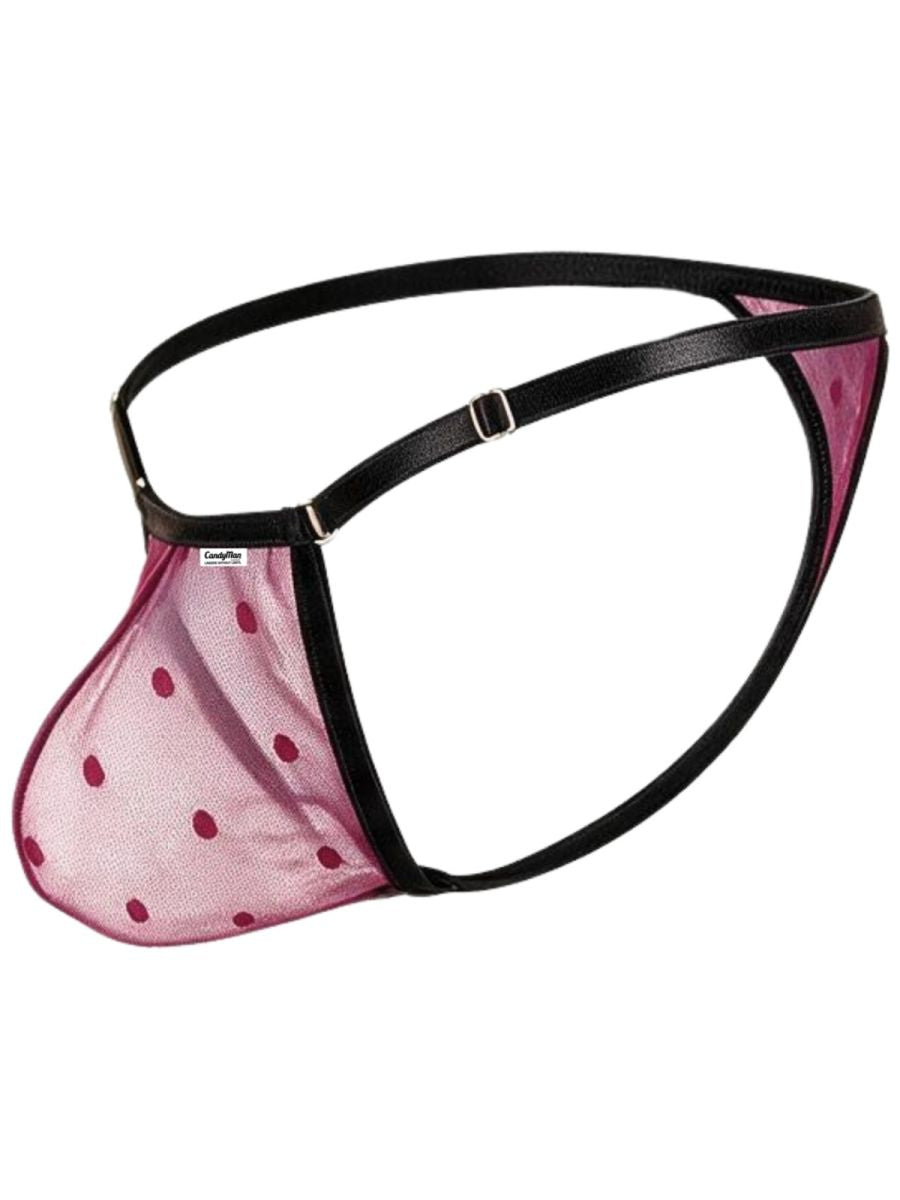 CandyMan 95016 Mens Stretch See-though Dot Mesh Thongs Wine