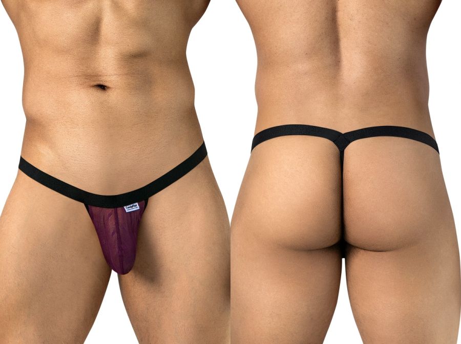 CandyMan 95017 Mens Stretch Dot Mesh Daring Attraction Thongs Wine