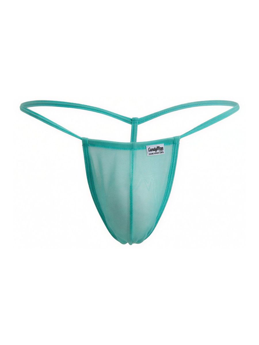 CandyMan 9586 Mens Sexy G-string Thong Aqua Mesh