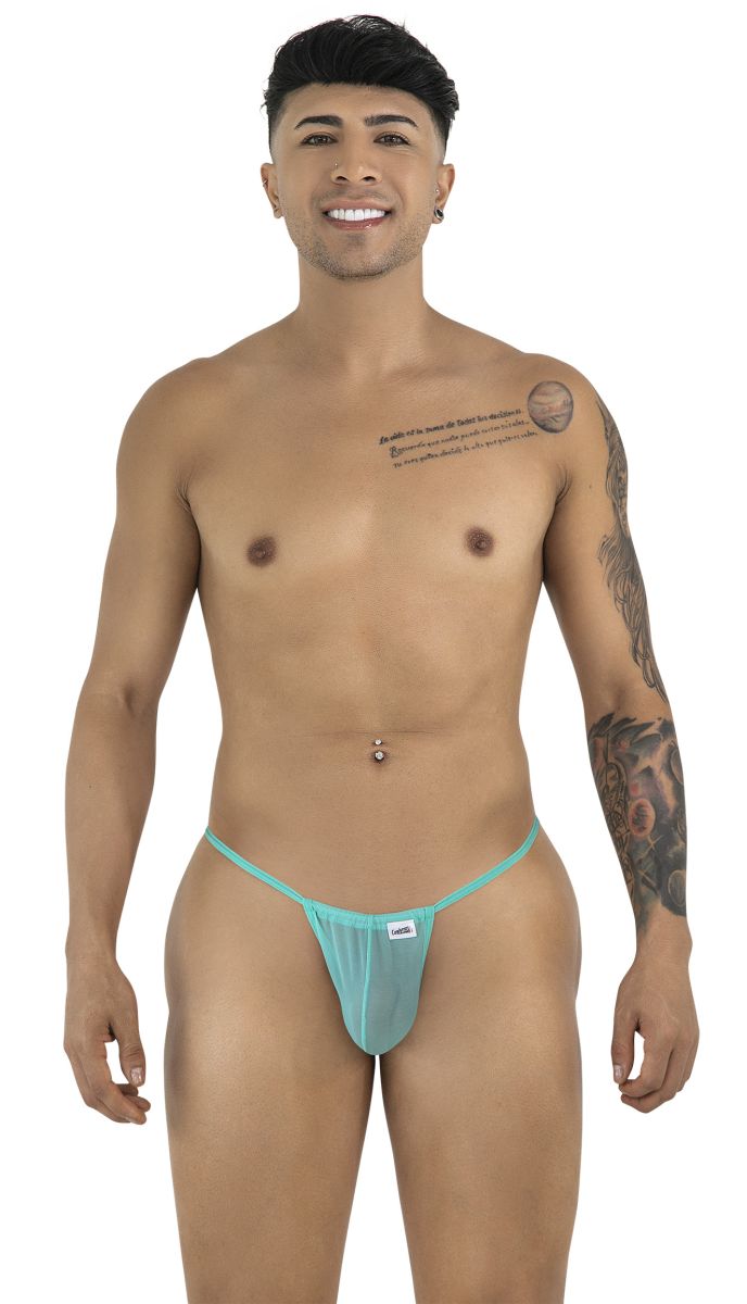 CandyMan 9586 Mens Sexy G-string Thong Aqua Mesh