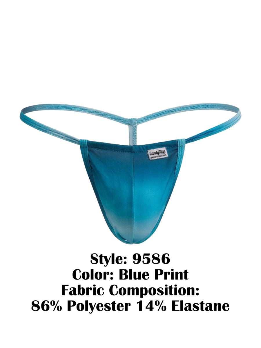 CandyMan 9586 Mens Sexy G-string Thong Blue Print