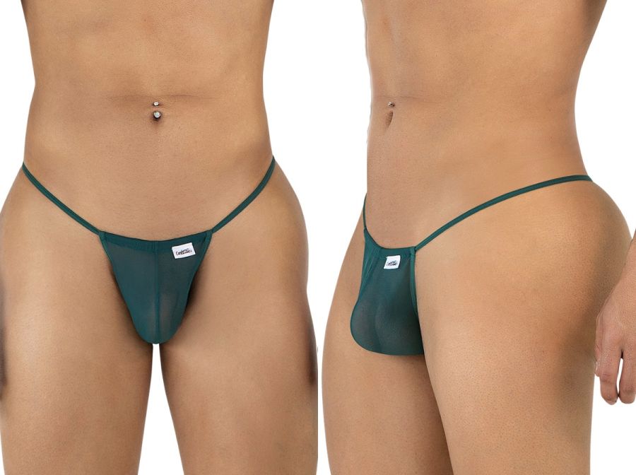 CandyMan 9586 Mens Sexy G-string Thong Bottle Green Mesh