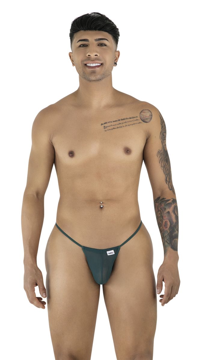 CandyMan 9586 Mens Sexy G-string Thong Bottle Green Mesh