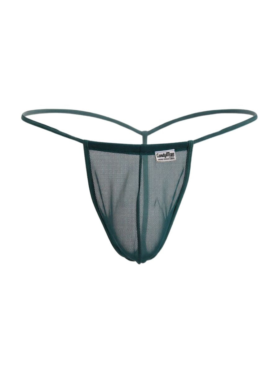 CandyMan 9586 Mens Sexy G-string Thong Bottle Green Mesh