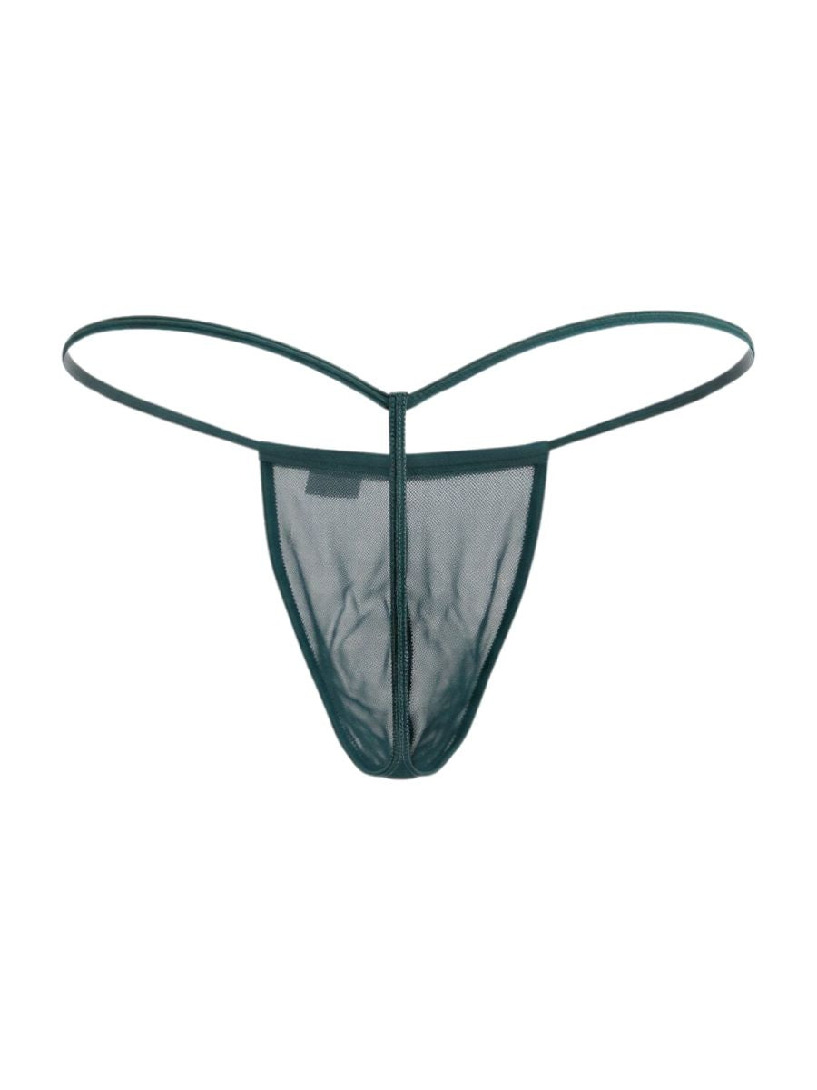 CandyMan 9586 Mens Sexy G-string Thong Bottle Green Mesh