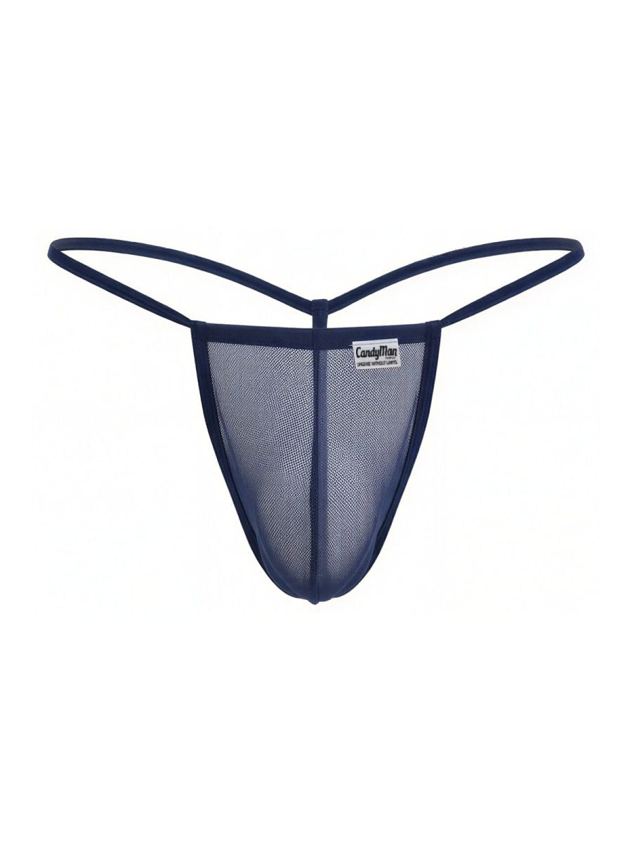 CandyMan 9586 Mens Sexy G-string Thong Dark Blue Mesh