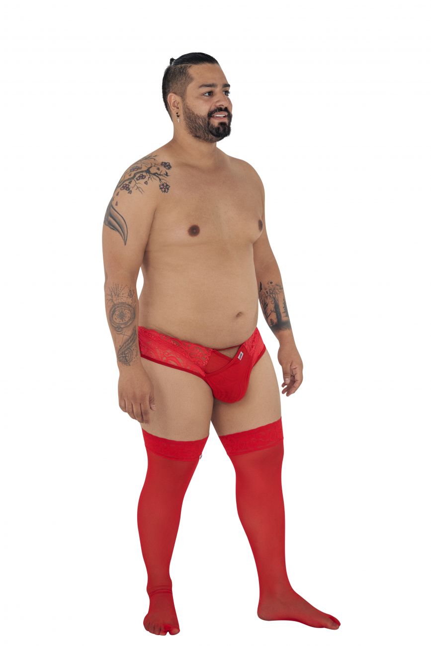 JCSTK - CandyMan 99232X Sexy Lace Jockstrap Red Plus Sizes