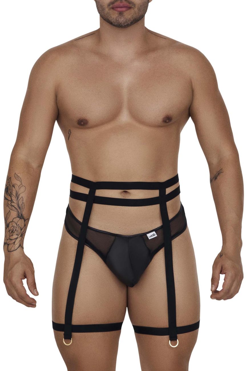 JCSTK - CandyMan 99677 Garter Thongs Two Piece Set Black