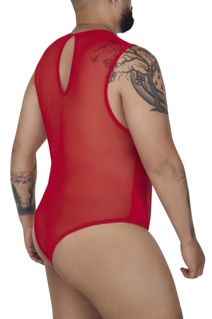 CandyMan 99699X Mesh Bodysuit Red Plus Sizes