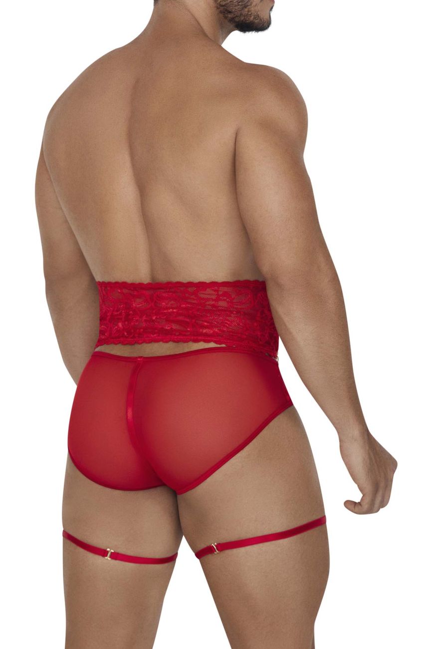 CandyMan 99703 Garter Briefs Two Piece Set Red