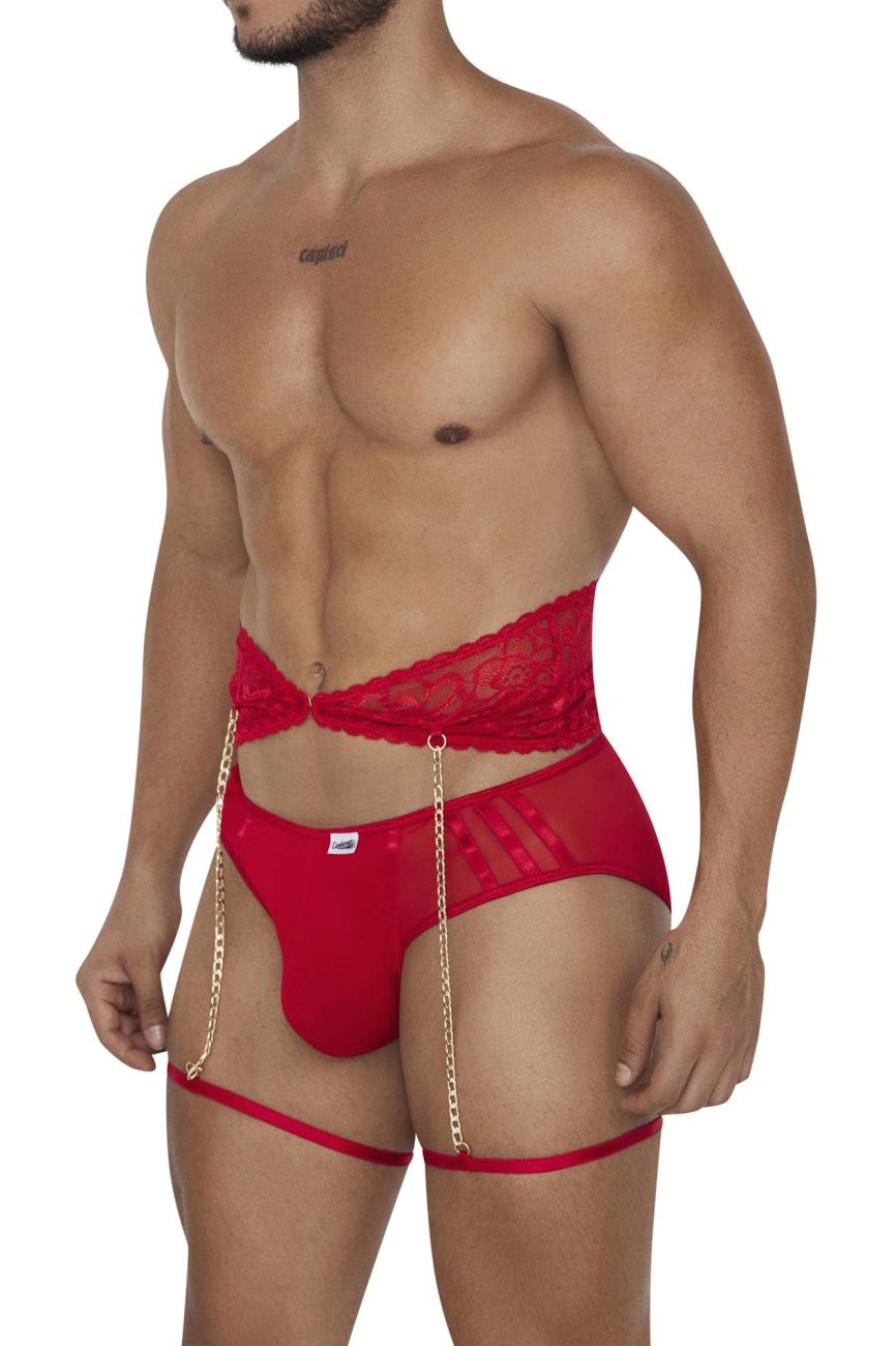 CandyMan 99703 Garter Briefs Two Piece Set Red