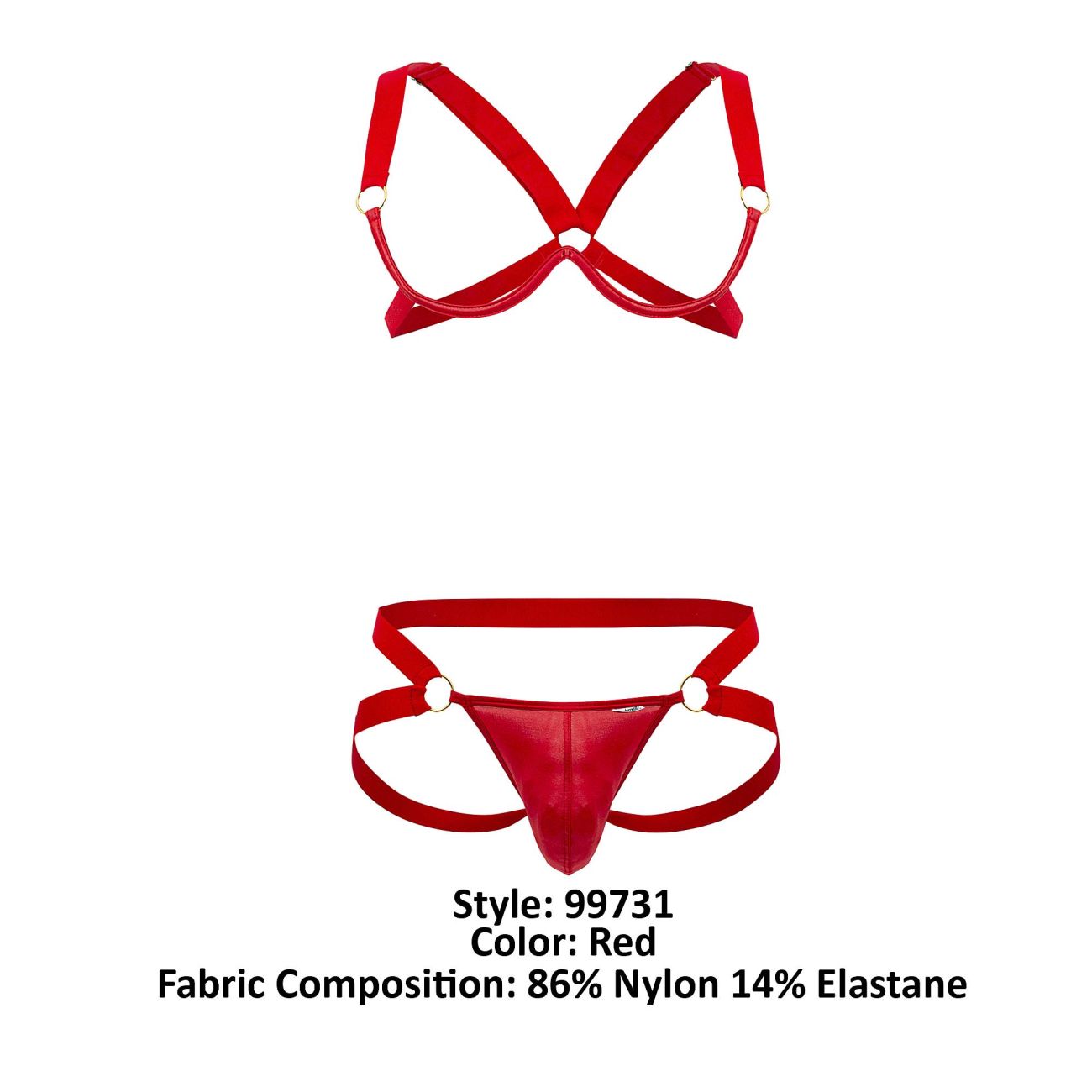 JCSTK -  CandyMan 99731 Harness-Bra Two Piece Set Red