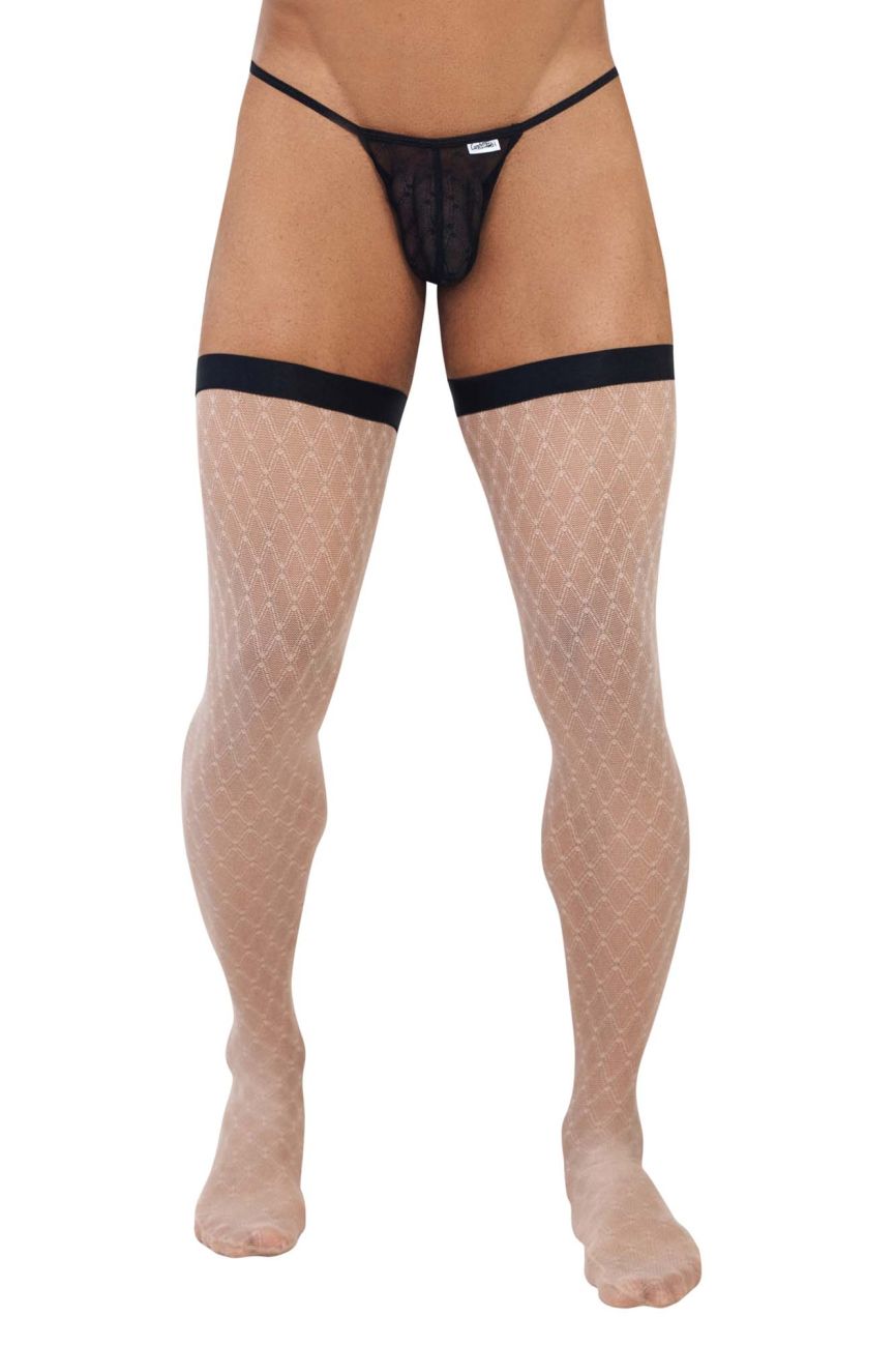 CandyMan 99735 Mesh Thigh Highs Beige