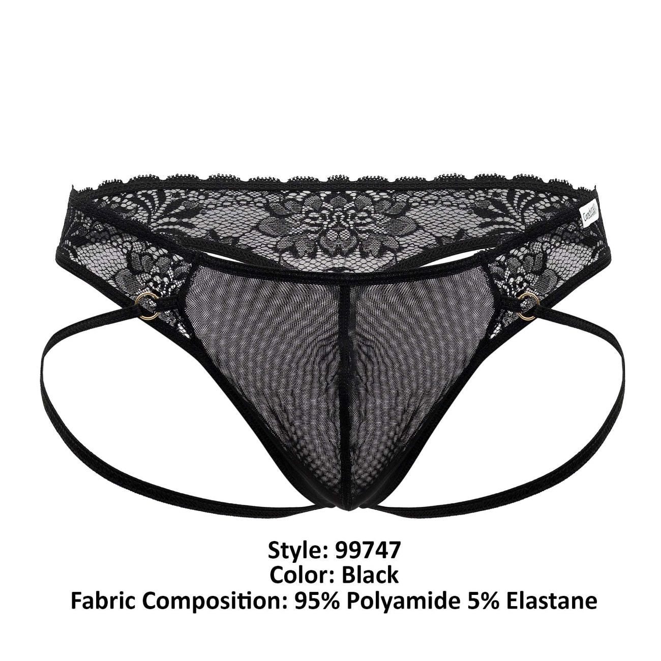 CandyMan 99747 Pretty Lace Thongs Black