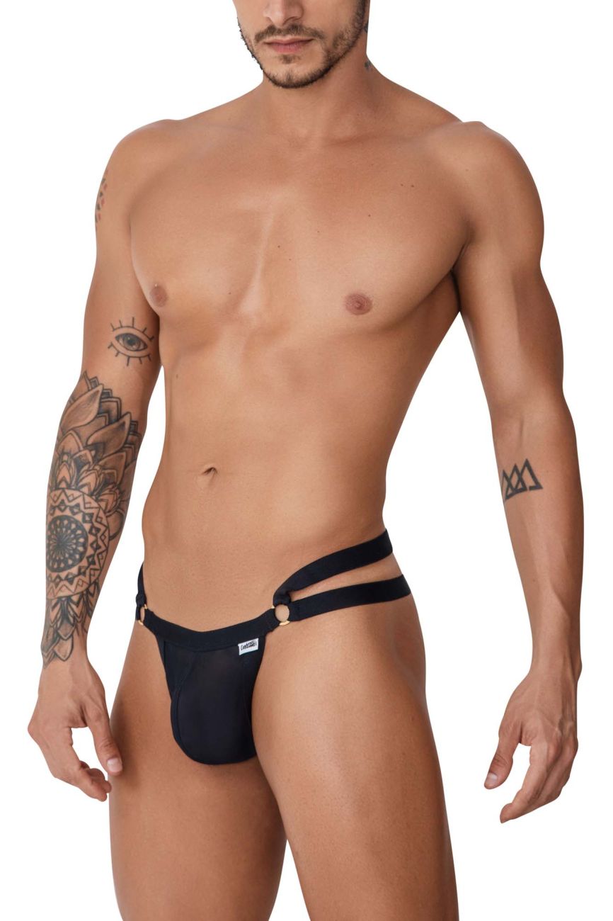 CandyMan 99751 Microfiber G-String with Metal Rings Black