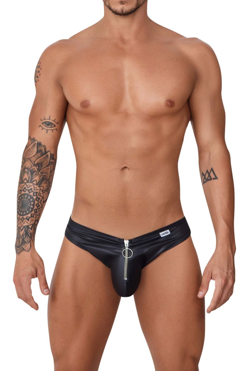 CandyMan 99753 Fringe Jockstrap with Zipper Front Black