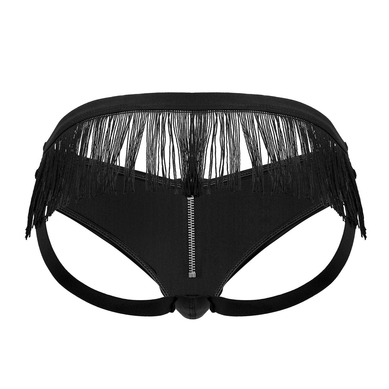 JCSTK - CandyMan 99753 Fringe Jockstrap with Zipper Front Black