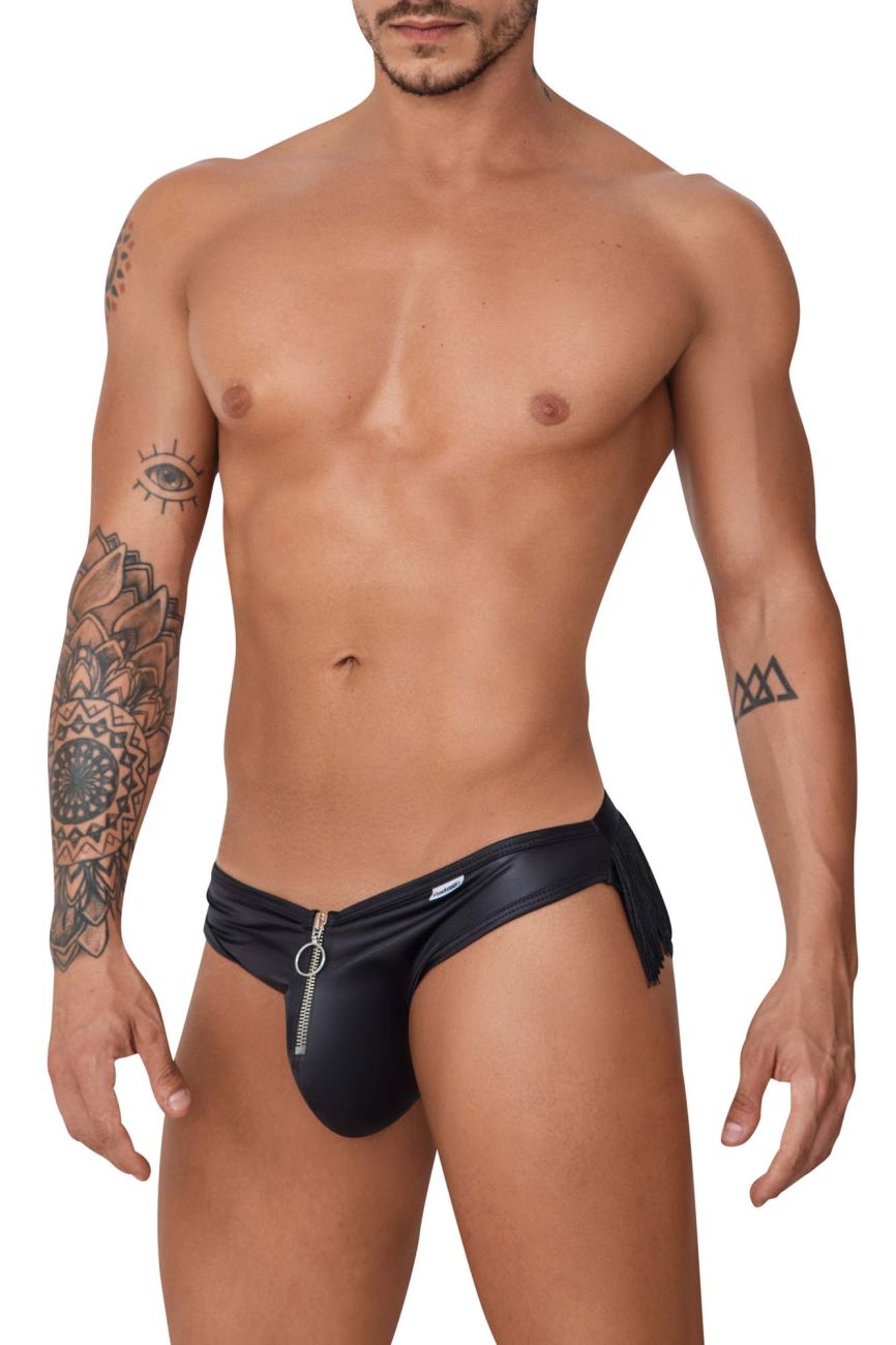 JCSTK - CandyMan 99753 Fringe Jockstrap with Zipper Front Black