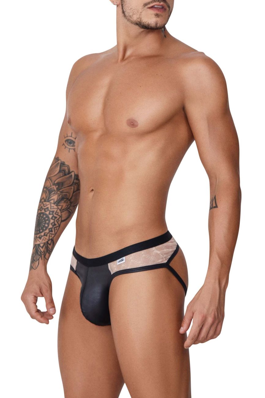 CandyMan 99763 Lace Jockstrap Nude-Black