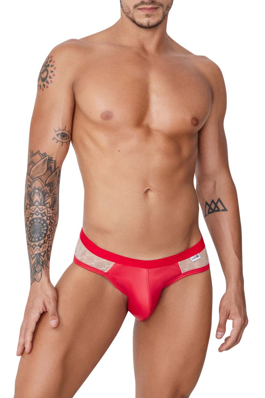 CandyMan 99763 Lace Jockstrap Nude-Red