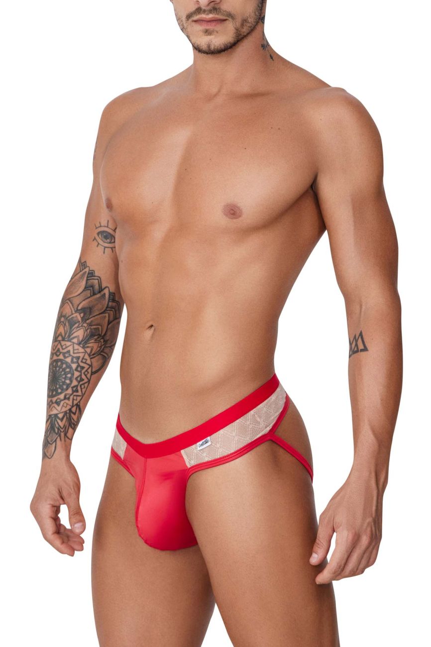 CandyMan 99763 Lace Jockstrap Nude-Red